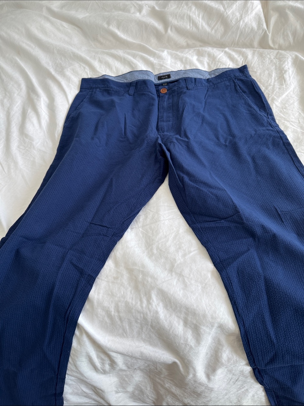 J. Crew Navy Textured Seersucker Chinos